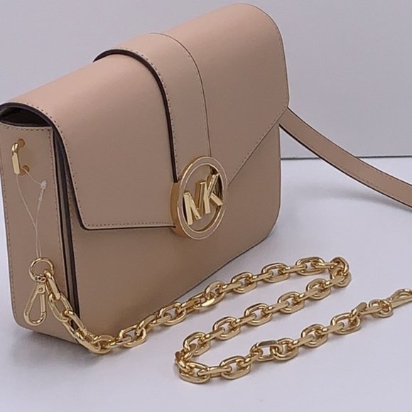 Michael Kors Carmen Medium Convertible Shoulder Bag Crossbody BUFF Leather - Picture 12 of 16